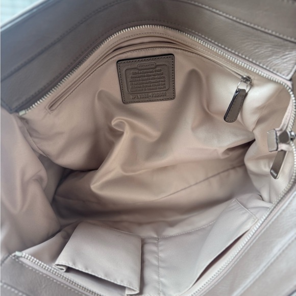 Coach brown Taupe Signature Jacquard Tote with Brown Trim - Picture 3 of 4